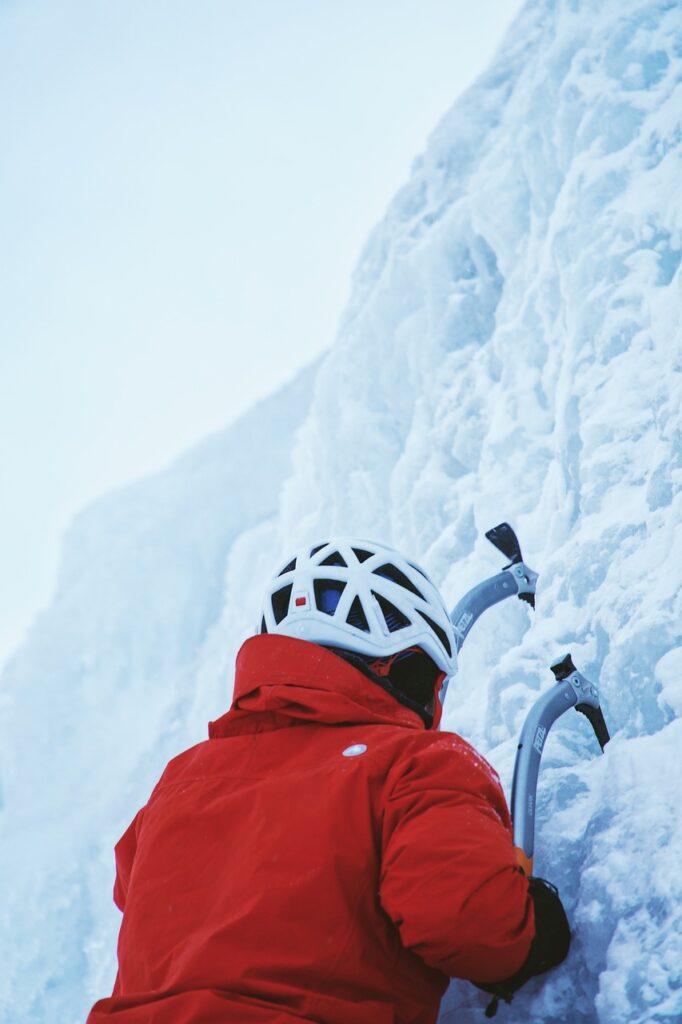 snow, winter, white, cold, weather, ice, nature, people, man, helmet, climb